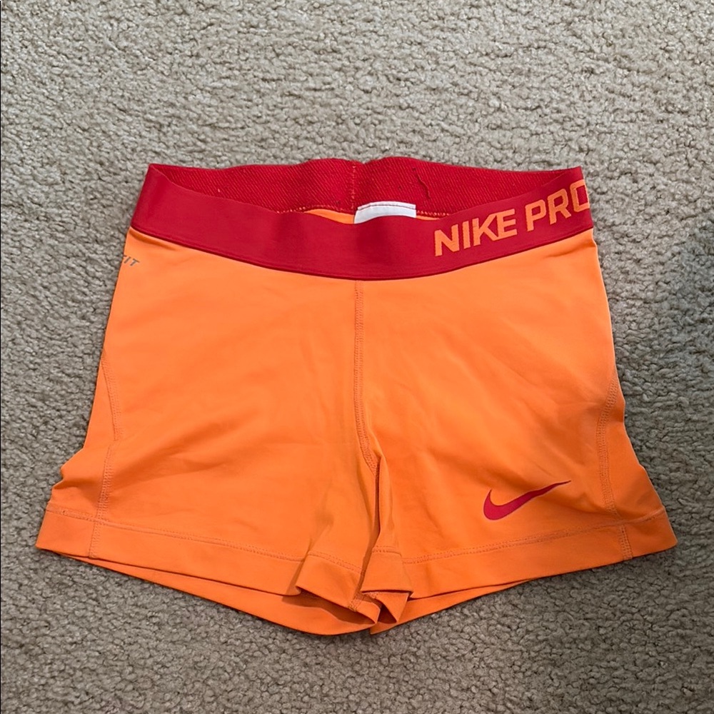 Women's NikePro Bright Orange Spandex Shorts